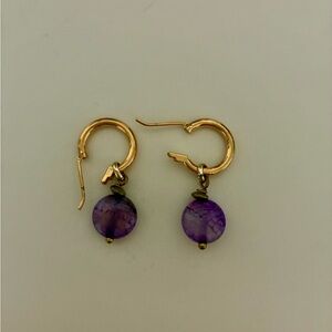 Elegant Gold and Purple Hoop Earrings